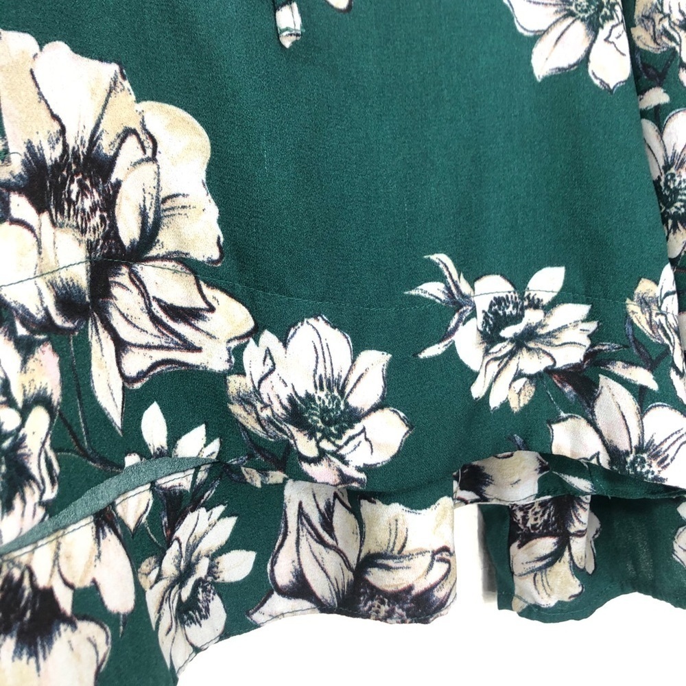 Green Floral Sanctuary Blouse With Bell Sleeves - Picture 5 of 7